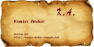 Komin Andor névjegykártya